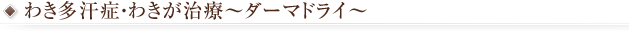 わき多汗症・わきが治療～ダーマドライ～